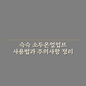 슥슥 소두온얼업브 사용법과 주의사항 정리